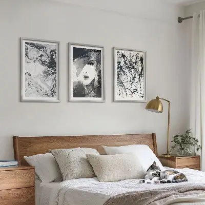 Composição de quadros moderna com padrões abstratos em preto e branco