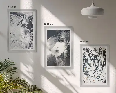 Composição de quadros moderna com padrões abstratos em preto e branco