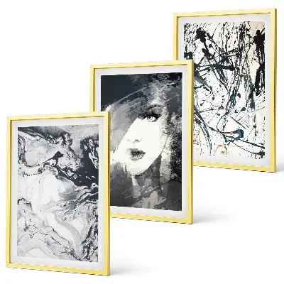 Composição de quadros moderna com padrões abstratos em preto e branco