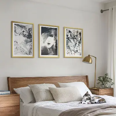Composição de quadros moderna com padrões abstratos em preto e branco
