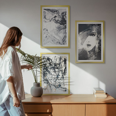 Composição de quadros moderna Padrões abstratos em preto e branco