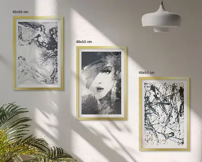 Composição de quadros moderna com padrões abstratos em preto e branco