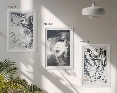 Composição de quadros moderna com padrões abstratos em preto e branco
