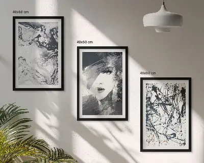 Composição de quadros moderna com padrões abstratos em preto e branco
