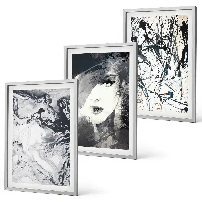 Composição de quadros moderna com padrões abstratos em preto e branco