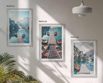 Conjunto de quadros para sala de estar píeres do lago barcos paz