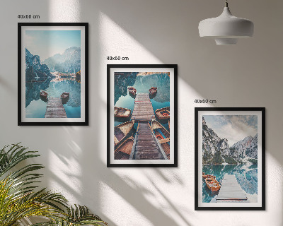Conjunto de quadros para sala de estar píeres do lago barcos paz