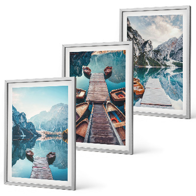 Conjunto de quadros para sala de estar píeres do lago barcos paz