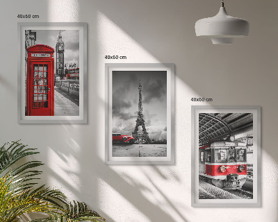 Conjunto de quadros para sala de estar Ícones do transporte de Londres e Paris