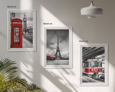Conjunto de quadros para sala de estar Ícones do transporte de Londres e Paris