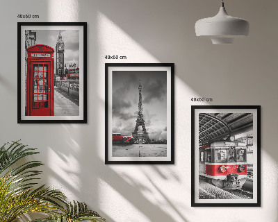 Conjunto de quadros para sala de estar Ícones do transporte de Londres e Paris