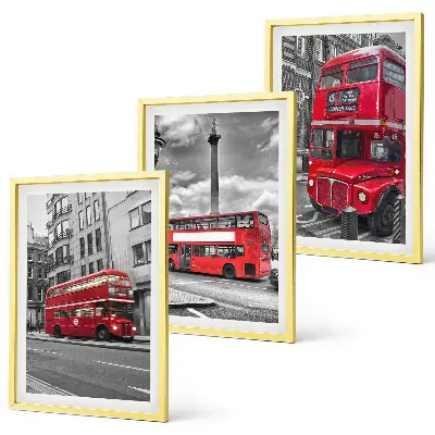 Conjunto de 3 quadros com moldura estampa de ônibus vermelhos em Londres