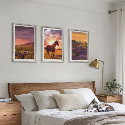 Composição de quadros moderna Paisagem montanhosa com um cavalo