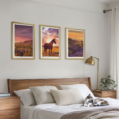 Composição de quadros moderna Paisagem montanhosa com um cavalo