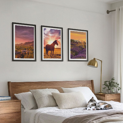 Composição de quadros moderna Paisagem montanhosa com um cavalo