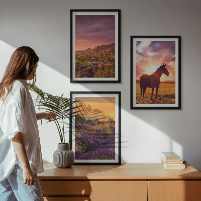 Composição de quadros moderna Paisagem montanhosa com um cavalo