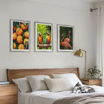 Conjunto de quadros para sala de estar estampa toques frutados nos trópicos