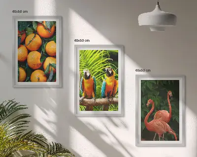 Conjunto de quadros para sala de estar estampa toques frutados nos trópicos