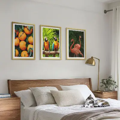 Conjunto de quadros para sala de estar estampa toques frutados nos trópicos