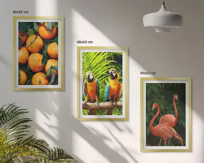 Conjunto de quadros para sala de estar estampa toques frutados nos trópicos