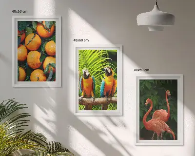 Conjunto de quadros para sala de estar estampa toques frutados nos trópicos