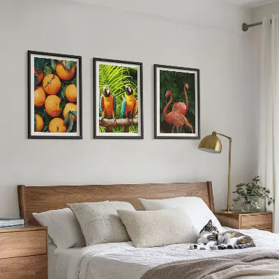 Conjunto de quadros para sala de estar estampa toques frutados nos trópicos