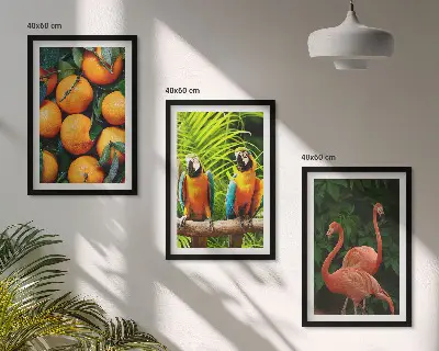 Conjunto de quadros para sala de estar estampa toques frutados nos trópicos