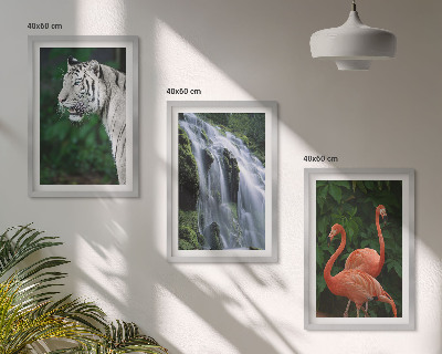 Composição de quadros moderna Cachoeira do tigre, flamingos, natureza