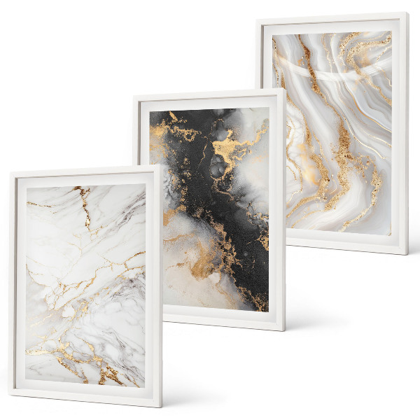 Conjunto de quadros para sala de estar Padrões abstratos em preto e branco