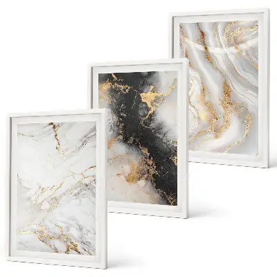 Conjunto de quadros para sala de estar com padrões abstratos em preto e branco