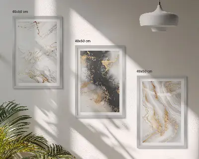 Conjunto de quadros para sala de estar com padrões abstratos em preto e branco