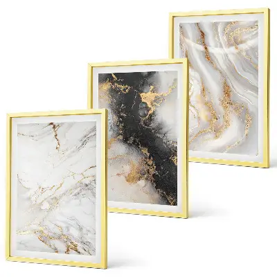 Conjunto de quadros para sala de estar com padrões abstratos em preto e branco