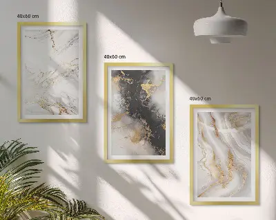 Conjunto de quadros para sala de estar com padrões abstratos em preto e branco