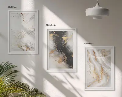 Conjunto de quadros para sala de estar com padrões abstratos em preto e branco
