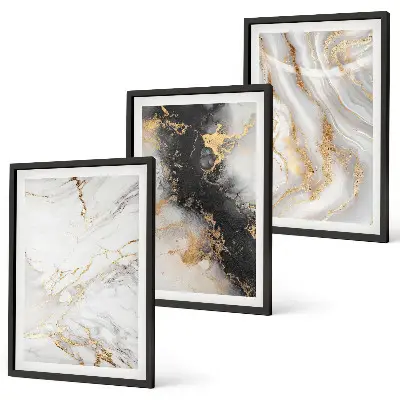 Conjunto de quadros para sala de estar com padrões abstratos em preto e branco