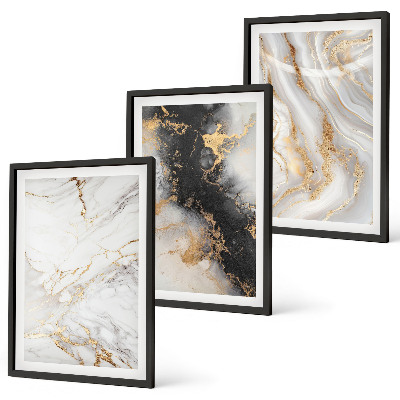 Conjunto de quadros para sala de estar Padrões abstratos em preto e branco
