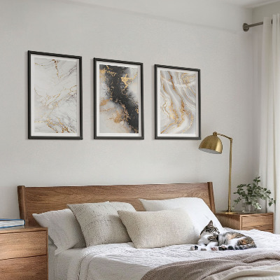 Conjunto de quadros para sala de estar Padrões abstratos em preto e branco