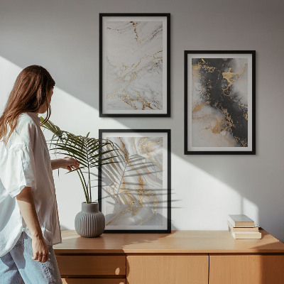 Conjunto de quadros para sala de estar Padrões abstratos em preto e branco