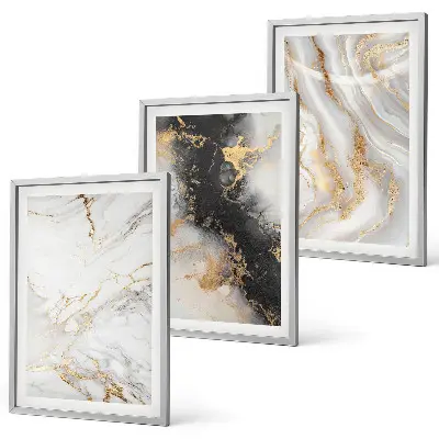 Conjunto de quadros para sala de estar com padrões abstratos em preto e branco