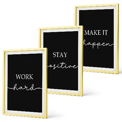 Composição de quadros moderna com motivos elegantes em fundo preto