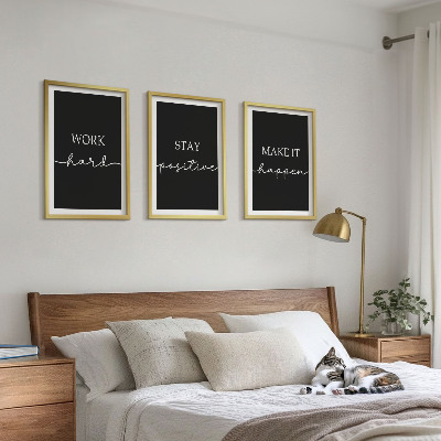 Composição de quadros moderna Motivos elegantes em fundo preto.