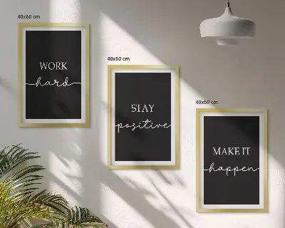 Composição de quadros moderna com motivos elegantes em fundo preto