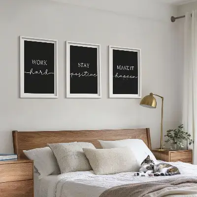 Composição de quadros moderna com motivos elegantes em fundo preto