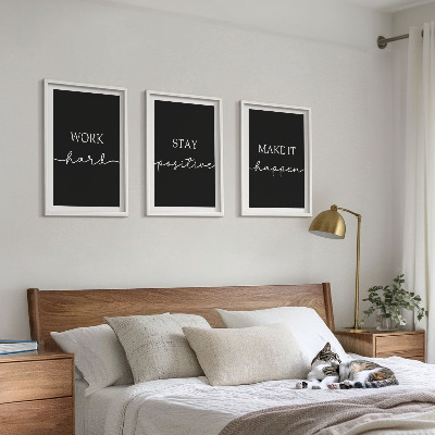 Composição de quadros moderna Motivos elegantes em fundo preto.
