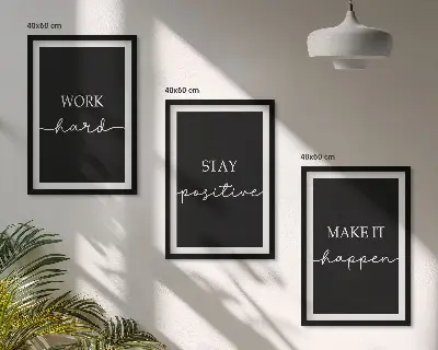 Composição de quadros moderna com motivos elegantes em fundo preto