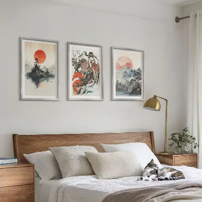 Conjunto de quadros decorativos modernos com estampas de pinturas japonesas