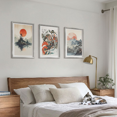 Composição de quadros moderna Pinturas japonesas asiáticas