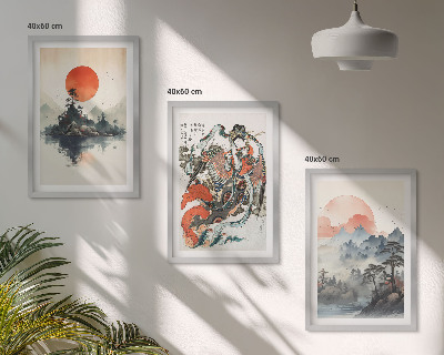 Composição de quadros moderna Pinturas japonesas asiáticas