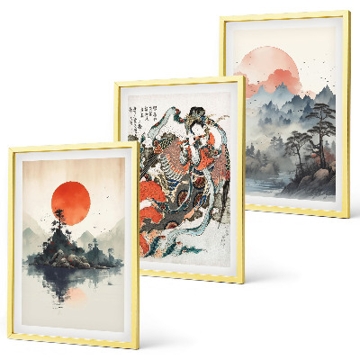 Composição de quadros moderna Pinturas japonesas asiáticas
