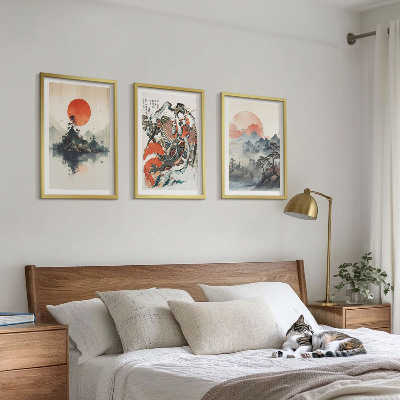 Composição de quadros moderna Pinturas japonesas asiáticas